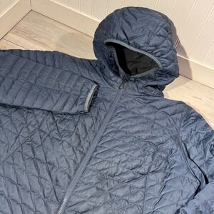 Eddie Bauer EB650 Down Puffer Parka Jacket Womens XXL Blue  Hooded Quilted Long